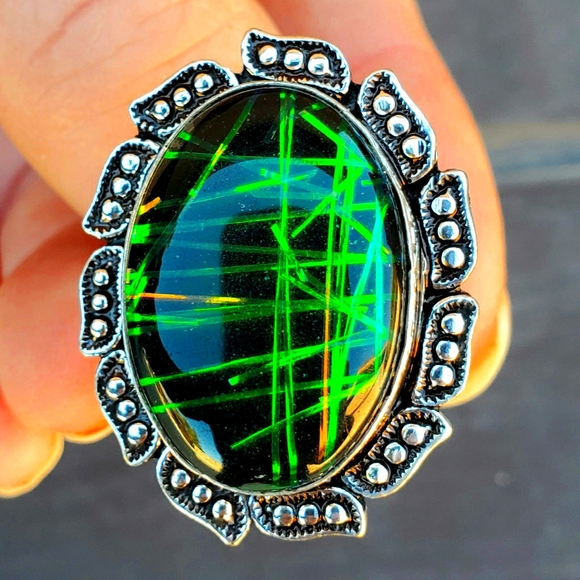 New Unique Dichroic Glass 925 Silver Ring. - Picture 1 of 16